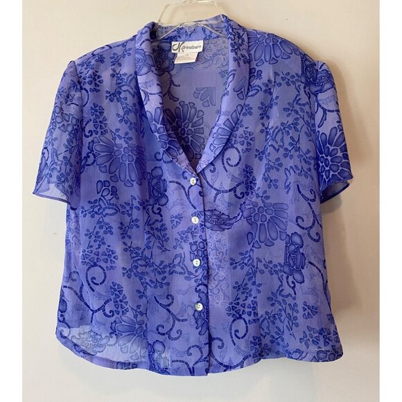 Two-Piece Dressbarn Floral Sheer Dress Set with Short-Sleeve Blouse & Sleeveless - Picture 3 of 16